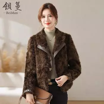 Маленькая зимняя одежда, высококачественное меховое пальто, женская осенне-зимняя куртка из искусственного меха норки в иностранном стиле 5XL recommends 150-82.5kg