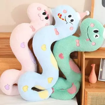 Маленькая змейка Год змеи Мягкая игрушка Плюшевая зеленая змея Животное Кукла Дети День рождения Рождество розовый