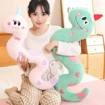 Маленькая змея Год змеи Мягкая игрушка Зеленая змея Животное Кукла Дети День рождения Рождество розовый