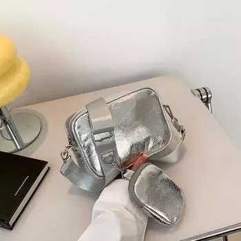 Маленькая золотая сумка через плечо из искусственной кожи, женская роскошная дизайнерская однотонная квадратная женская модная сумка-ранчо в виде ракушки 20x7x14cm чёрный