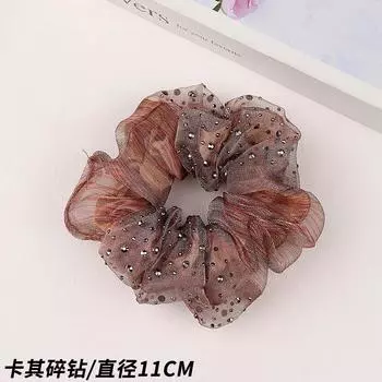 Маленькая Звезда Кольцо Толстой Кишки Полностью Бриллиантовое Кольцо для Волос Инкрустированное Французская Двухслойная Органза Сладкий Головной Убор Цветок Веревка для Волос