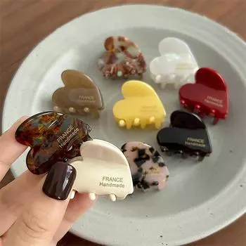 Маленькие ацетатные заколки-крабы для волос для девочек, милые заколки в форме сердца, детские и женские аксессуары для волос A4