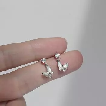 Маленькие элегантные серьги-гвоздики в виде бабочек для женщин из чистого серебра S999, серьги-кольца в стиле дикой феи 999