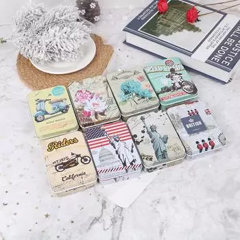 Маленькие банки для хранения, прямоугольные железные олова, таблетки, подарочная шкатулка для драгоценностей, домашний декор