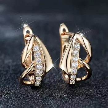 Маленькие белые серьги-клипсы с камнем циркония для женщин, очаровательные роскошные свадебные украшения золотого цвета золотой