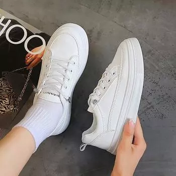 Маленькие белые туфли 2024 года, новые женские туфли из кожи, студенческие универсальные туфли для серфинга, осенние интернет-знаменитости, суперпопулярные повседневные туфли 35 белый