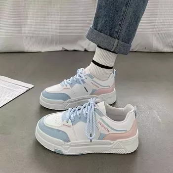 Маленькие белые туфли, детские осенние новинки, модные макароны, универсальная платформа, студенческая обувь для скейтбординга 35 небесно-голубой