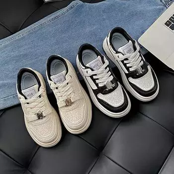 Маленькие белые туфли детские весенние новинки женские студенческие спортивные универсальные туфли для сноуборда 35 бежевый