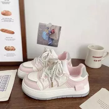 Маленькие белые туфли для детей, весна и осень, новые туфли на толстой подошве, универсальная повседневная обувь 35 розовый