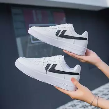 Маленькие белые туфли для детей весна-осень на платформе Ins Tide Striped Universal Board Shoes 35 белый