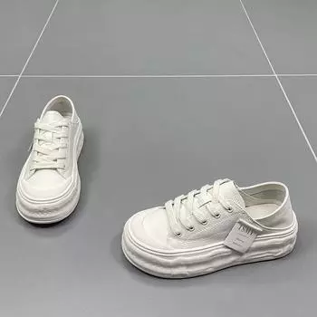 Маленькие белые туфли для двух ношений, женские весенние новые стильные повседневные спортивные универсальные кроссовки на толстой подошве с растворенной подошвой, трендовые 35