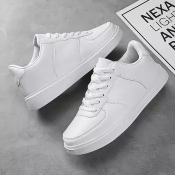 Маленькие белые туфли для мужчин и женщин, одинаковая обувь для занятий спортом, модельный ряд, однотонная простая кожаная поверхность, повседневные маленькие кожаные туфли 36 белый