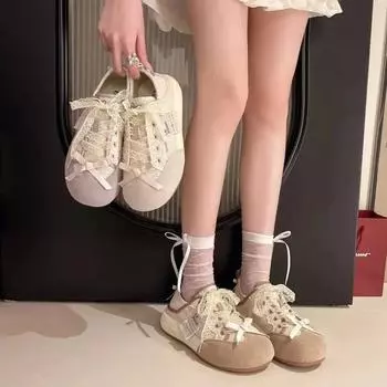 Маленькие белые туфли для тенниса женские с круглым носком неглубокие сабо платформа повседневные кроссовки универсальные танкетка корзина дышащие 35 бежевый