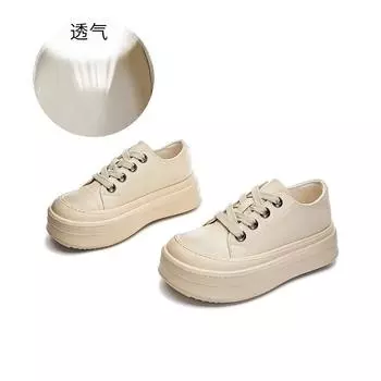 Маленькие белые туфли из кожи с пенопластовой подошвой, весна 2025 г., женские, новые, с толстой подошвой, увеличивающие высоту голенища, женские, повседневные, универсальные, одинарные туфли 35