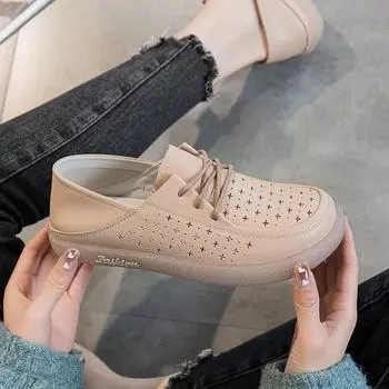 Маленькие белые туфли кожаные мокасины плоские одинарные туфли 35 белый