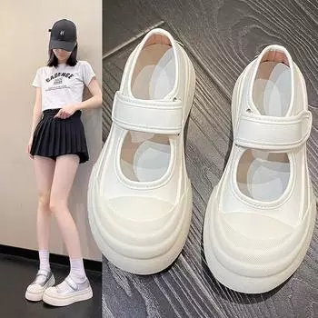 Маленькие белые туфли Мэри Джейн Туфли Женские весенние серебристые одинарные туфли Толстые туфли Маленькие белые туфли Повседневные туфли на плоской подошве 35 серебряный