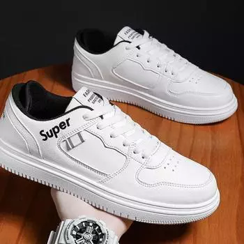 Маленькие белые туфли мужская обувь весна все дышащие спортивные все модные туфли для досок для мальчиков модная обувь повседневная обувь мужская обувь 39 чёрный