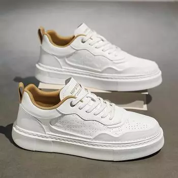 Маленькие белые туфли мужские 2024 новые зимние повседневные универсальные популярные кроссовки корейская версия мужские корейская версия модные кожаные туфли Tide 39 белый