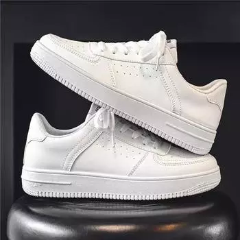 Маленькие белые туфли мужские летние мягкие кожаные дышащие подростковые повседневные универсальные мужские туфли на шнуровке студенческие чисто белые кроссовки 39 белый