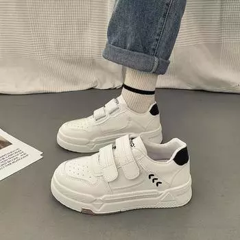 Маленькие белые туфли на липучке, детская осенняя новинка, модная универсальная повседневная студенческая спортивная обувь для сноуборда 35 чёрный