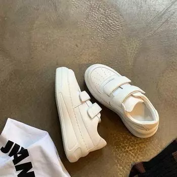 Маленькие белые туфли на липучке с толстой подошвой, женские, осенние, для увеличения высоты посадки, спортивные, повседневные, для сноубординга 35 белый