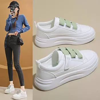 Маленькие белые туфли на липучке женские 2024 осень новая корейская версия студенческих кроссовок для бега женские дышащие женские туфли SH01 35