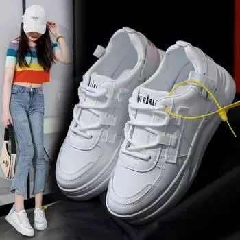 Маленькие белые туфли на платформе, детская новая весенне-осенняя универсальная студенческая женская обувь, повседневная спортивная обувь для сноуборда в стиле кампуса 35 белый