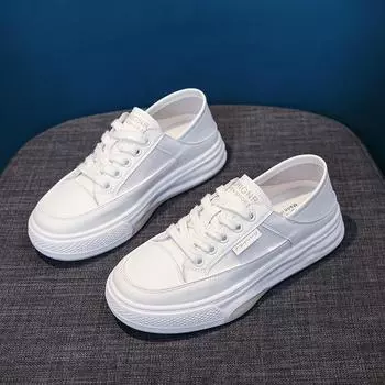 Маленькие белые туфли на толстой подошве, женские, весна-лето 2024, новые, легкие, дышащие, универсальные, повседневные кроссовки, обувь для катания на доске 35 чёрный