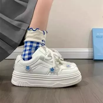 Маленькие белые туфли на толстой подошве, повседневные туфли для сноубординга 35