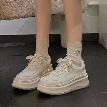 Маленькие белые туфли на толстой подошве, женские туфли для сноуборда, женские туфли для студентов на весну и осень, спортивная повседневная обувь 35