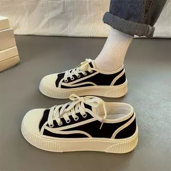 Маленькие белые туфли на толстой подошве, новые летние женские туфли, тонкие туфли с одинарной сеткой, женские дышащие сетчатые туфли-бисквиты, рыбацкие туфли 35 чёрный