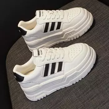 Маленькие белые туфли на толстой подошве для студентов, повседневные туфли на толстой подошве 35 белый