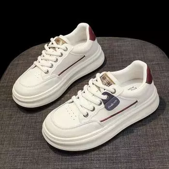 Маленькие белые туфли на толстой подошве, женские универсальные туфли-бублики 2024 года, осень, новые популярные повседневные спортивные туфли для сноуборда 35 чёрный