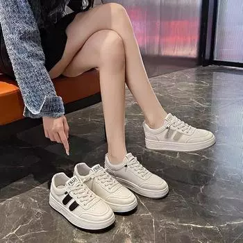 Маленькие белые туфли на толстой подошве с одной педалью, женские, новая осенняя универсальная обувь для спорта и отдыха 2024 года, женские одинарные туфли на плоской подошве 35 чёрный