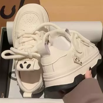 Маленькие белые туфли на толстой подошве, повседневная спортивная обувь для женщин 35 белый