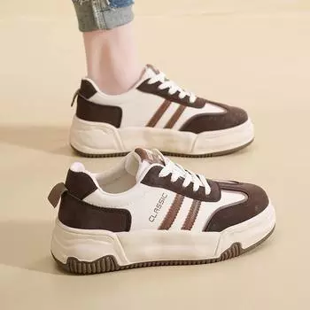 Маленькие белые туфли на толстой подошве, новинка весны, супер-пожарные, увеличивающие рост, дышащие и универсальные женские туфли на плоской подошве, повседневные спортивные туфли для сноуборда 35