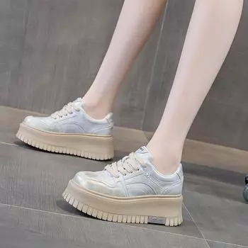 Маленькие белые туфли на толстой подошве, увеличивающие рост, повседневные спортивные туфли 35 белый