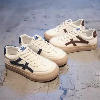 Маленькие белые туфли на толстой подошве, детская весенняя новинка, модные дышащие универсальные повседневные студенческие спортивные туфли для сноуборда 35 хаки