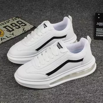 Маленькие белые туфли на воздушной подушке, женская обувь для пар на платформе, студенческая обувь для скейтборда, женская обувь на платформе, повседневные женские кроссовки 35 белый