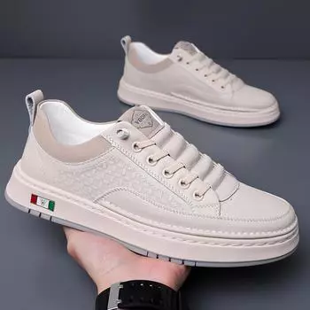 Маленькие белые туфли, новые мужские деловые повседневные кожаные туфли, мужские, ручная работа, онлайн, молодежные, универсальные, с одной педалью, модные мужские туфли 38 белый