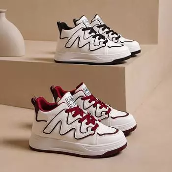 Маленькие белые туфли Осенние женские универсальные повседневные кроссовки средней и высокой высоты Кроссовки для сноубординга Маленькие белые туфли Студенческая повседневная обувь 35