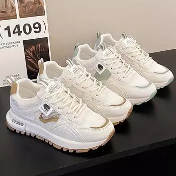 Маленькие белые туфли с низким берцем, повседневная спортивная обувь на толстой подошве, обувь в корейском стиле, женские кроссовки, удобные кроссовки, размеры 39-44