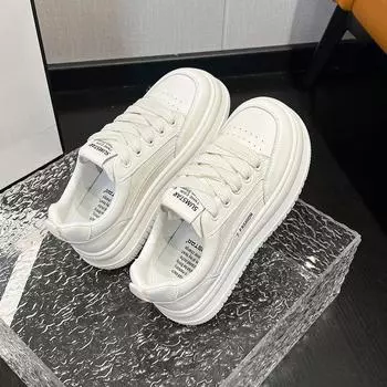 Маленькие белые туфли с толстой подошвой, женские осенние туфли, увеличивающие рост, повседневные спортивные туфли для сноуборда, студенческие дышащие легкие туфли для одинарного ношения 35 хаки