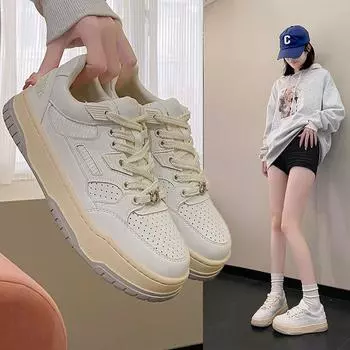 Маленькие белые туфли с толстой подошвой, женские модели, летняя, весенняя и осенняя обувь, женская обувь, повседневная спортивная обувь, обувь для досок 35 белый