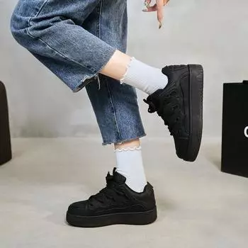 Женские модные ретро повседневные туфли на толстой подошве 35