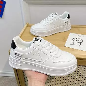 Маленькие белые туфли в стиле кампуса. Низкие туфли на платформе. Детская дизайнерская обувь Sense для студентов. Универсальная спортивная обувь. 35