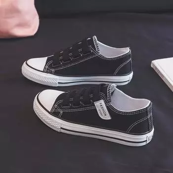 Маленькие белые туфли Женская обувь Интернет-знаменитости Модель Борд обувь Студенческая универсальная белая обувь Липучка парусиновая обувь 35 белый