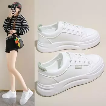 Маленькие белые туфли женские 2024 осень новые дышащие туфли детские студенческие корейская версия универсальные платформы спортивные туфли для отдыха на доске Tide 35