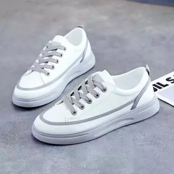 Маленькие белые туфли женские 2024 весна новые женские туфли универсальные взрывные платформы студенты в бордовые туфли повседневная спортивная обувь прилив 35 белый