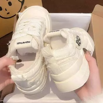 Маленькие белые туфли женские 2024 весна новые кампусные туфли на платформе парусиновые универсальные нишевые оригинальные туфли с круглым носком обувь для нищенки 35 бежевый